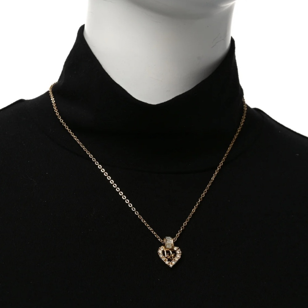 Vintage DIOR heart necklace gold tone Christian Dior necklace pendant necklace - Picture 4 of 15